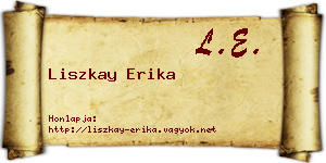 Liszkay Erika névjegykártya